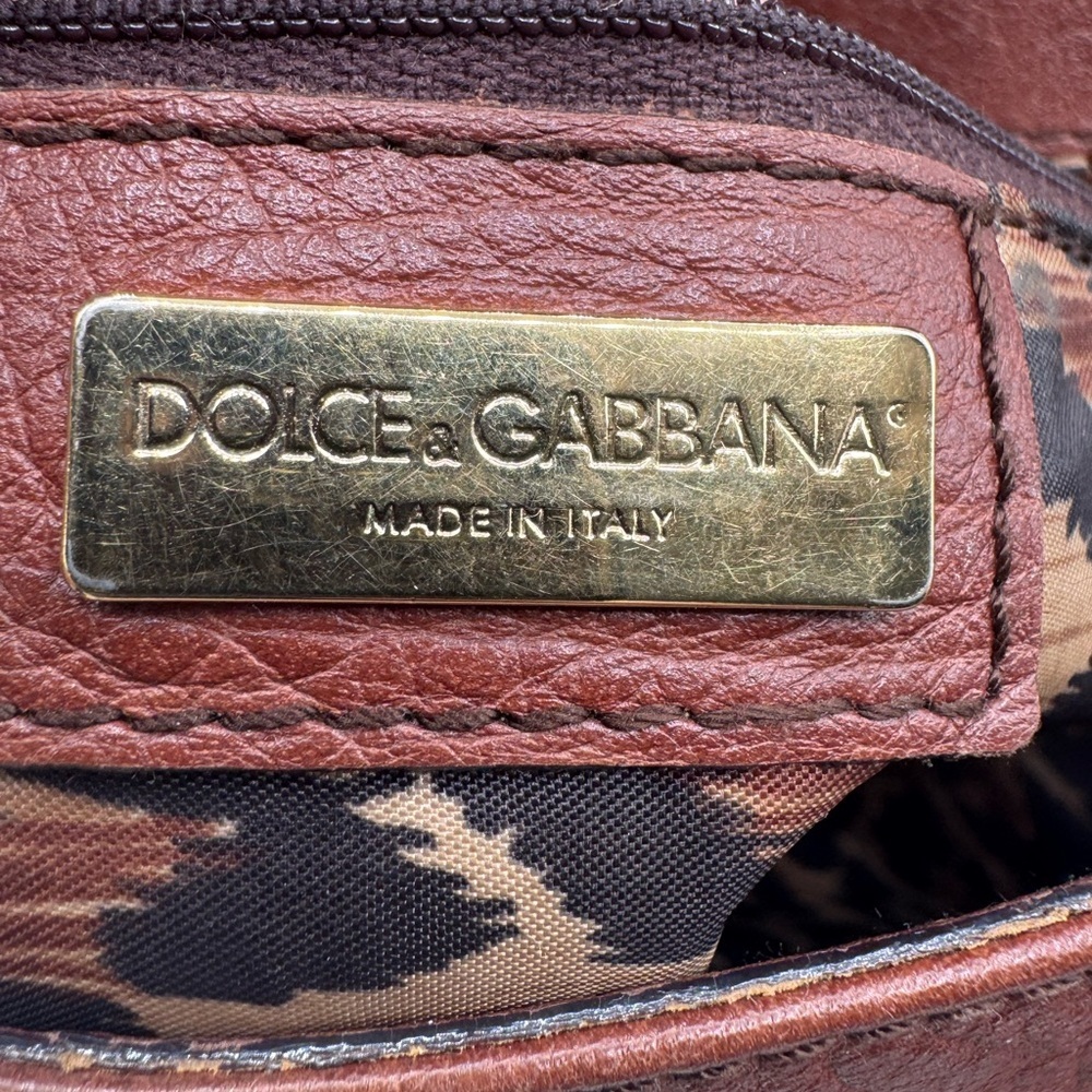 Dolce & Gabbana Vintage Leather Top Handle Satchel Brown Italy - Picture 9 of 16